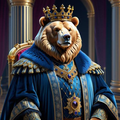 Regal Bear King in Blue Robes