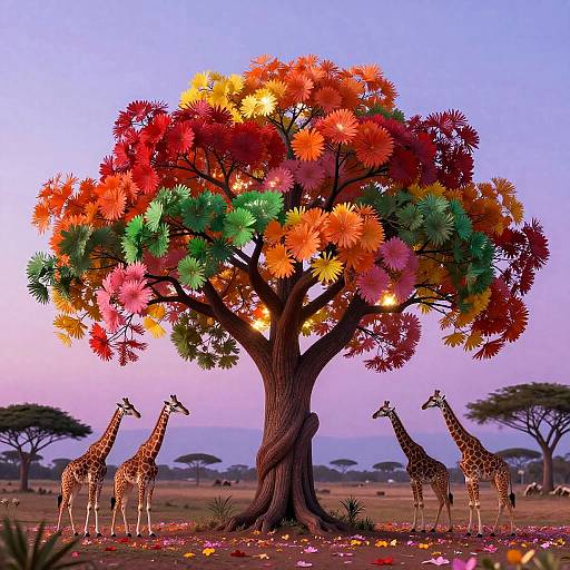 Vibrant Mystical Poplar Tree Scene