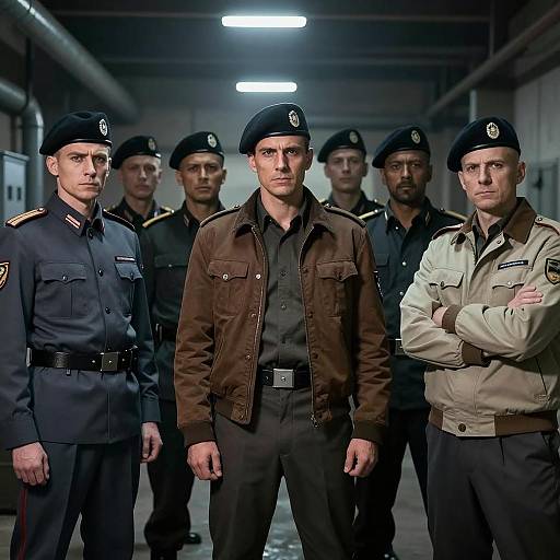 Intense Gathering of Military Men