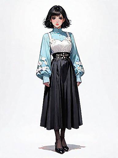 Stylish Woman in Modern Floral Dress