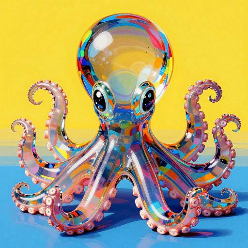 Vibrant Pop Art Glass Octopus