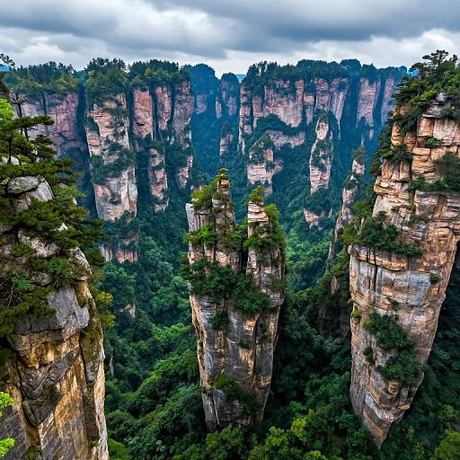 Surreal Landscape with Towering Rock Formations