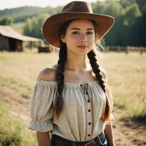 Young Woman in Cowboy Hat Outdoors