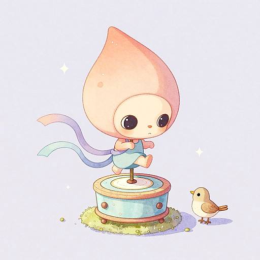 Whimsical Alien on Pastel Music Box