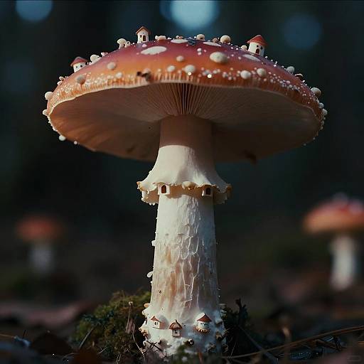 Floating Fly-Agaric Village Macro Shot