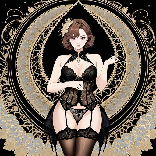 Woman in Black Lingerie Standing
