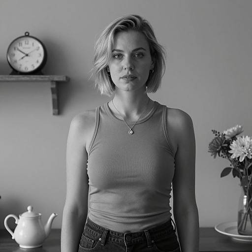 Elegant Black-and-White Portrait of a Woman