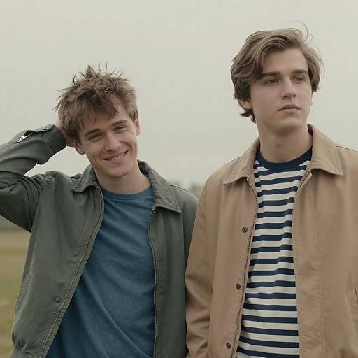 Two Young Men Posing Outdoors