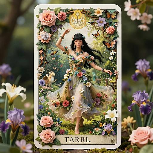 Floral Tarot Card Maiden