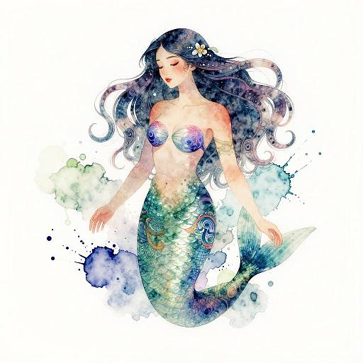 Ethereal Surreal Watercolor Mermaid
