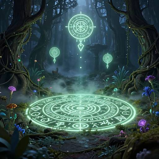 Glowing Rune Circle in Enchanted Glade