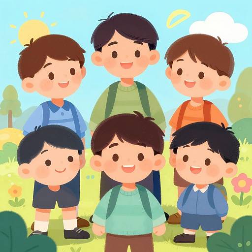 Playful Cartoon Boys Illustration