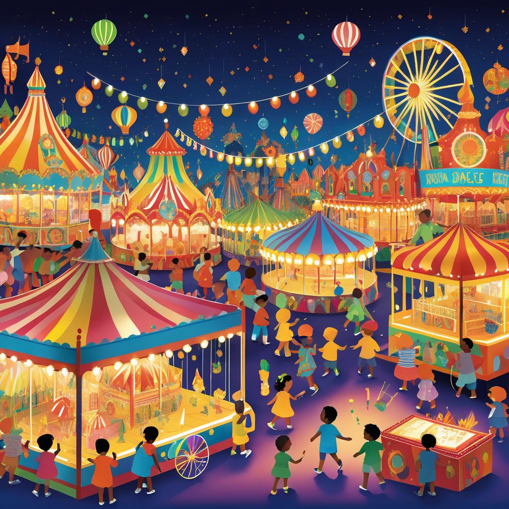 Enchanting Night Carnival Scene for Kids