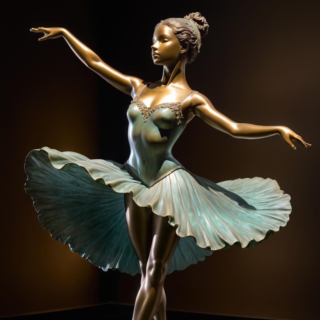 Elegant Bronze Ballerina Statue Portrait