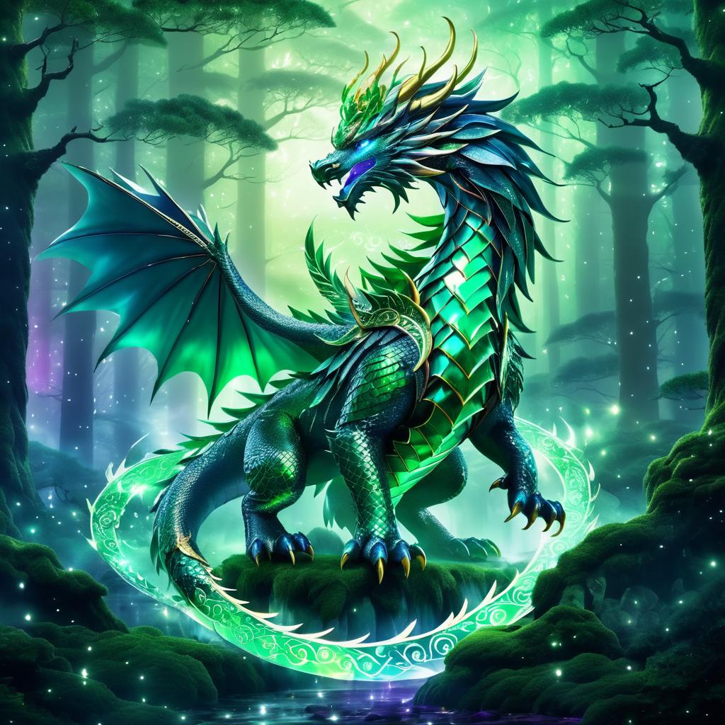 Majestic Dragon in Enchanted Twilight Forest