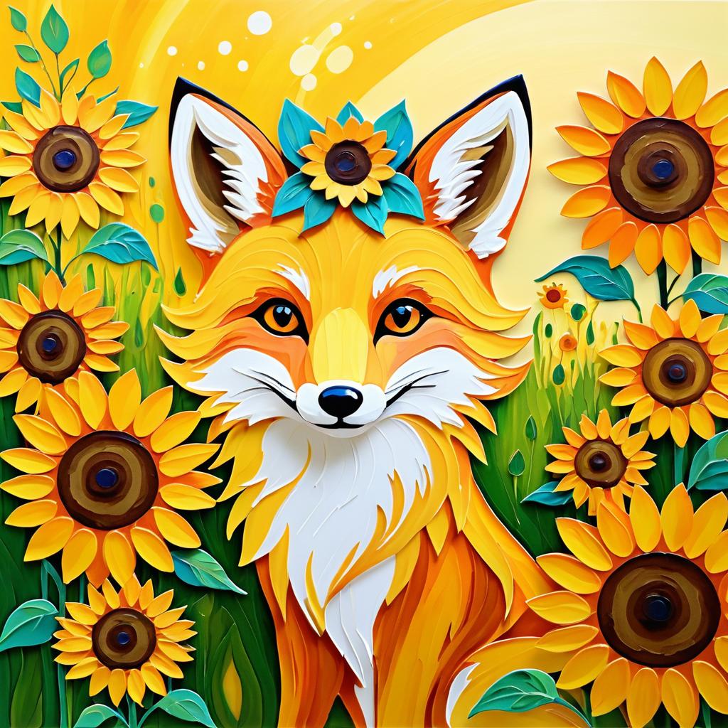 Whimsical Fox in O'Keeffe Style