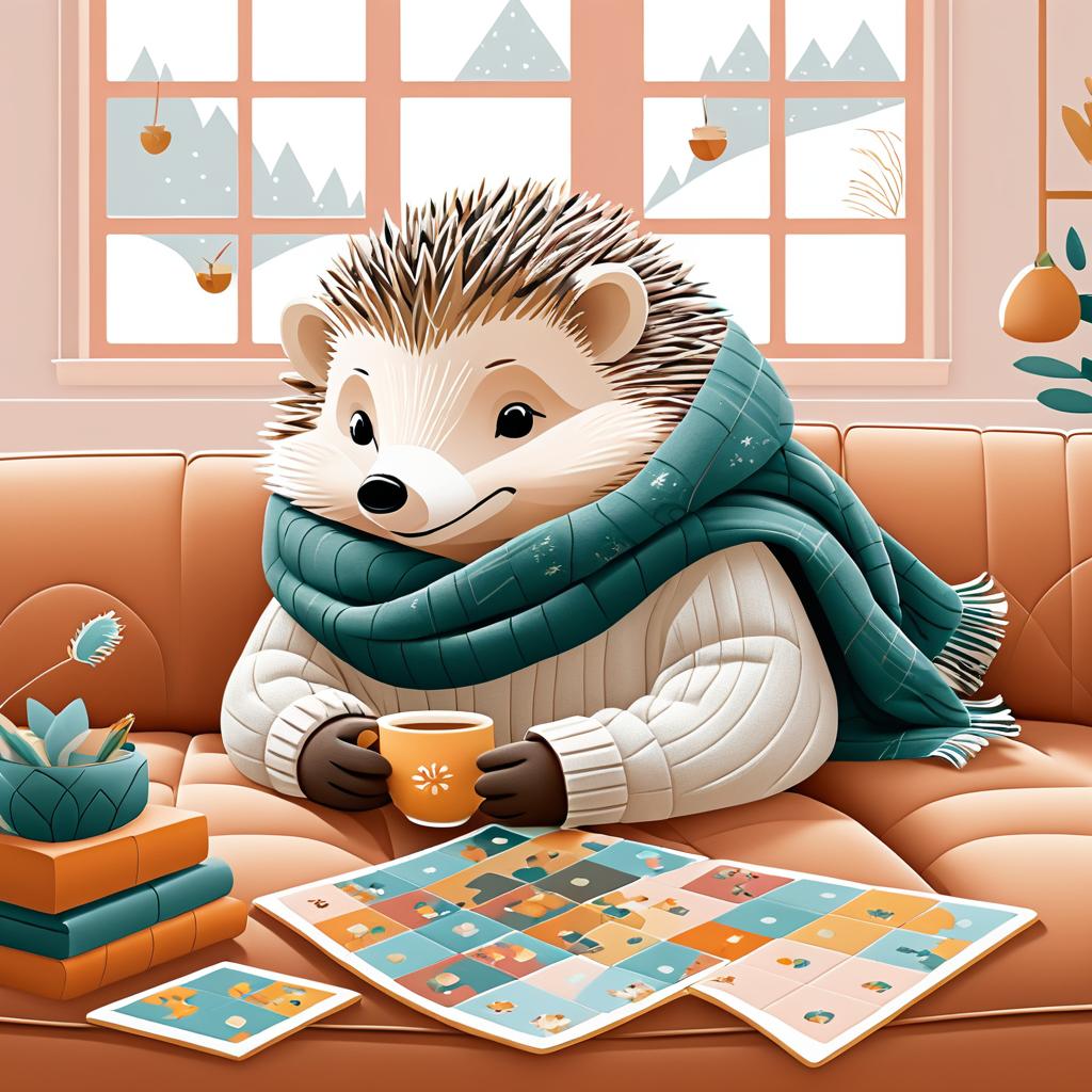 Cozy Hedgehog Enjoying Puzzle Time