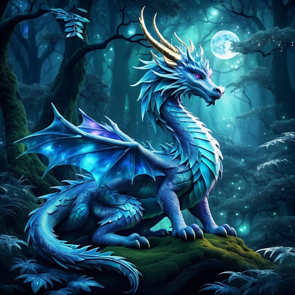 Elegant Mystical Dragon in Enchanted Forest