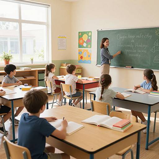 Bright Classroom with Engaged Children