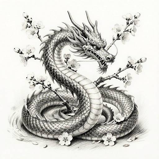 Surreal Dragon and Cherry Blossoms