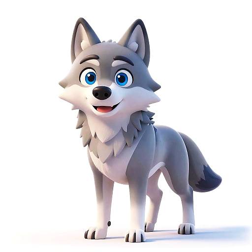 Cute Cartoon Wolf Character Design