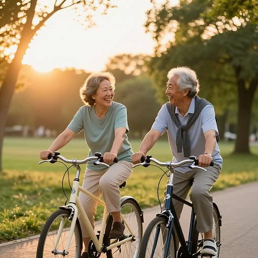 Senior Couple Cycling at Sunset