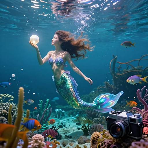 Enchanting Surreal Mermaid Underwater Scene