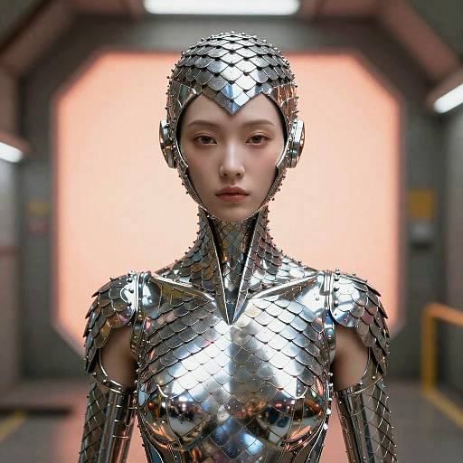 Cyber Scout in Neon Subway Tunnel