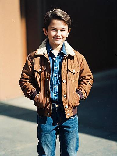 Retro Style Boy in Brown Jacket