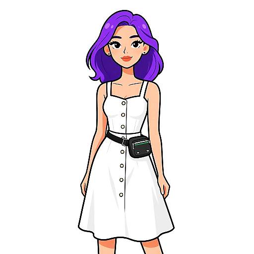 Casual Urban Woman in White Sundress