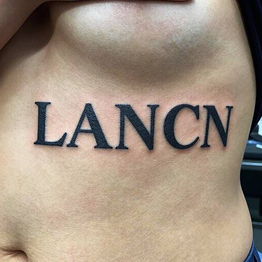 Black Acronym Tattoo on Rib Cage
