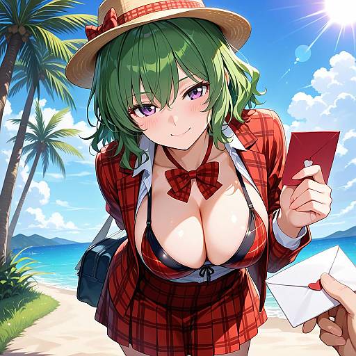 Enchanting Beach Scene with Kazami Yuuka