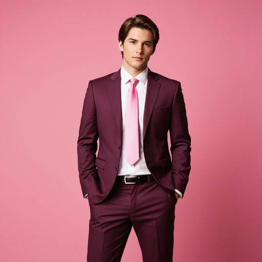 Stylish Boy in Pink Suit and Necktie