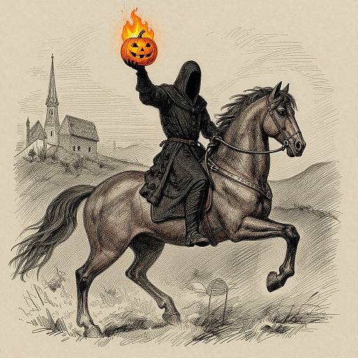 Medieval Headless Horseman Sketch