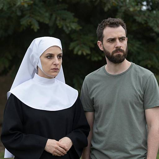 Nun and Bearded Man in Nature