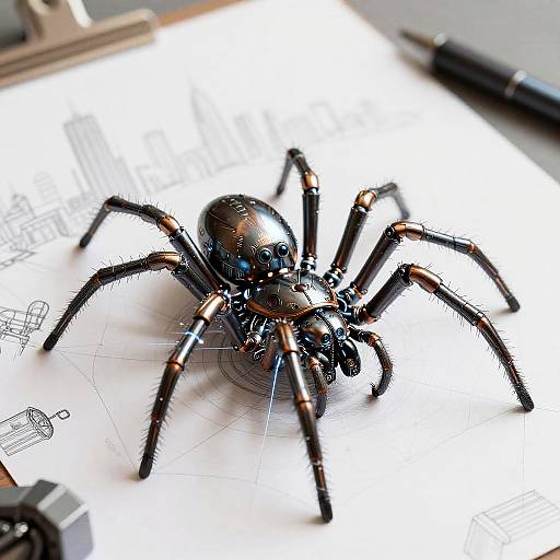 Dystopian Robot Spider Line Art