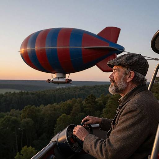 Vintage Airship Twilight Flight