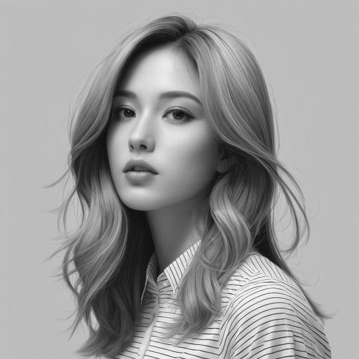 Photorealistic Monochrome Girl Portrait
