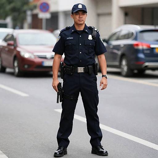Police Officer Standing on Street