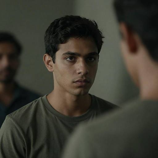 Intense Portrait: Young Man in Green Light