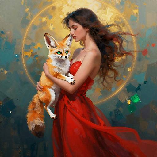 Ethereal Woman with Fennec Fox