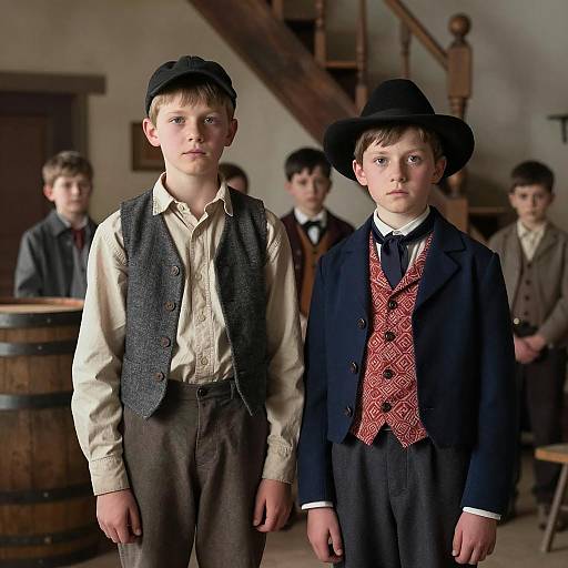 19th Century Boys in Rustic Setting