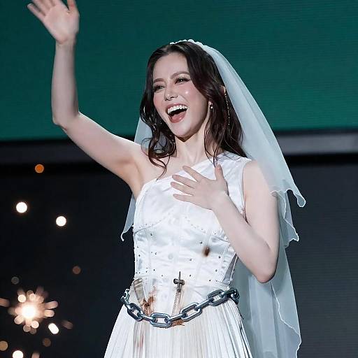 Mid-Laugh Woman in Ethereal Dress