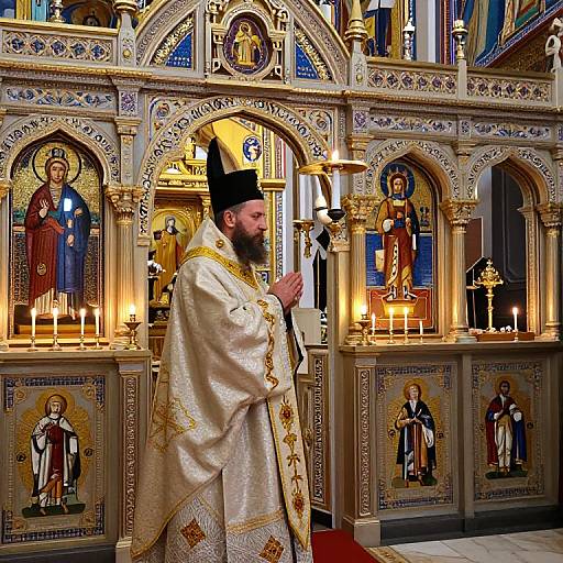 Orthodox Priest Ritual in Ornate Church
