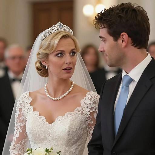 Elegant Wedding Portrait with Surprise Expression