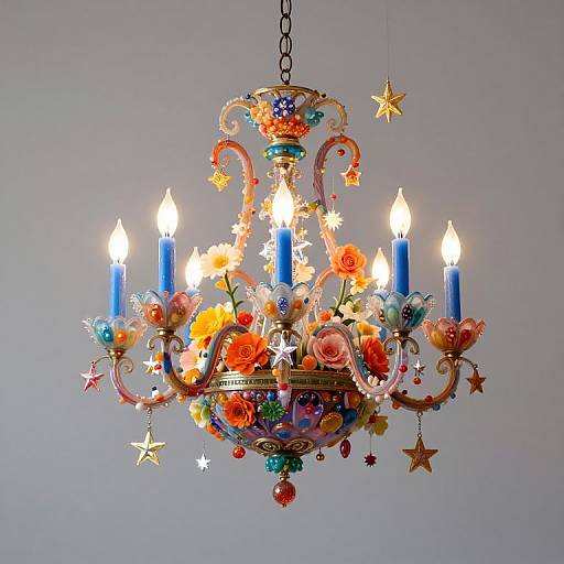 Futuristic Star-Floral Candy Chandelier