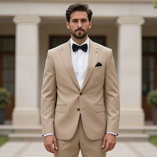 Tan Suit Groom Wedding Outfit