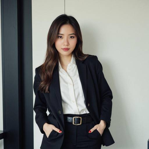 Professional Asian Woman in Black Suit