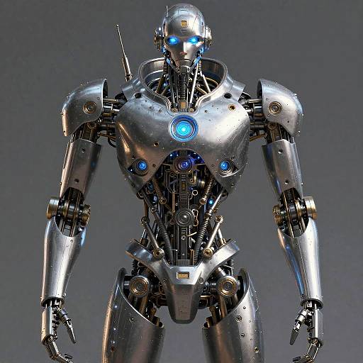 Elegant Steam-Powered Robot Symmetrical Portrait