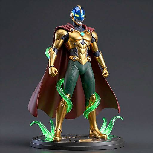 Metallic Sci-Fi Superhero Statue Design